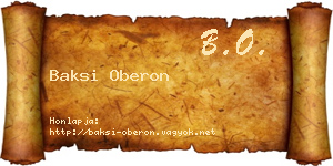 Baksi Oberon névjegykártya
